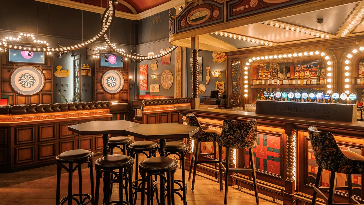 bar and oche space at flight club dublin