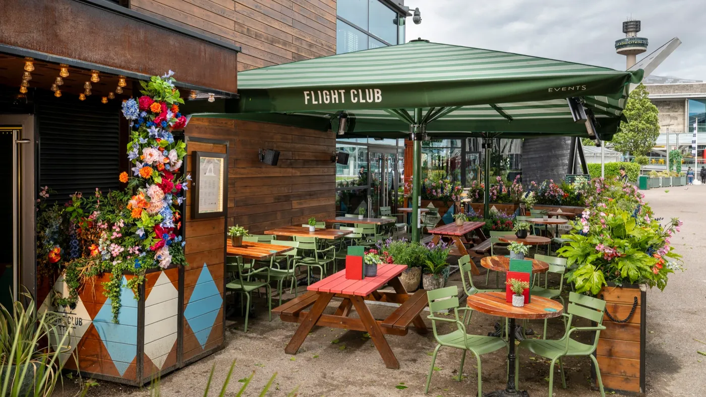 Flight Club Liverpool outdoor terrace