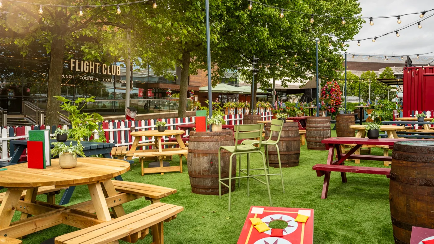 Flight Club Liverpool outdoor terrace
