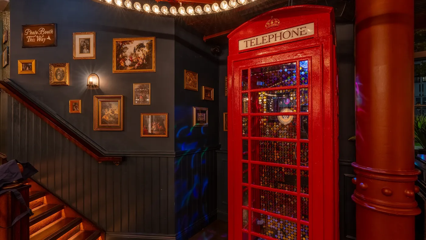 Flight Club Liverpool disco phone booth