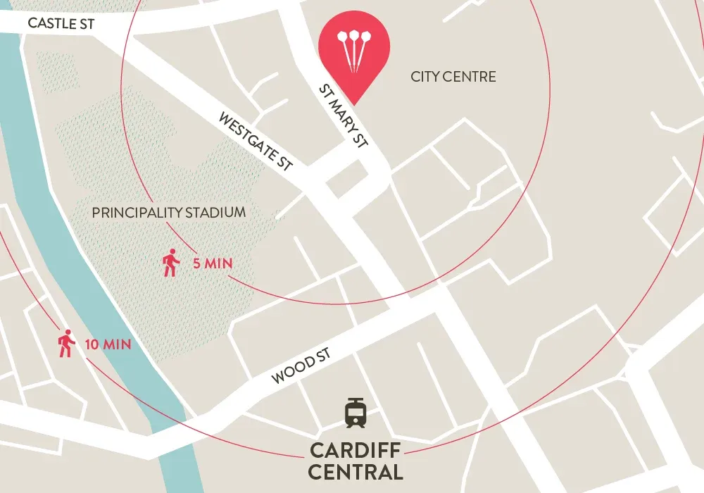flight club cardiff map