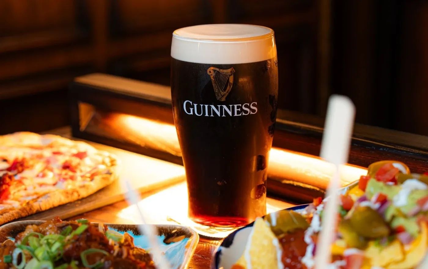 guiness and food on flight club oche