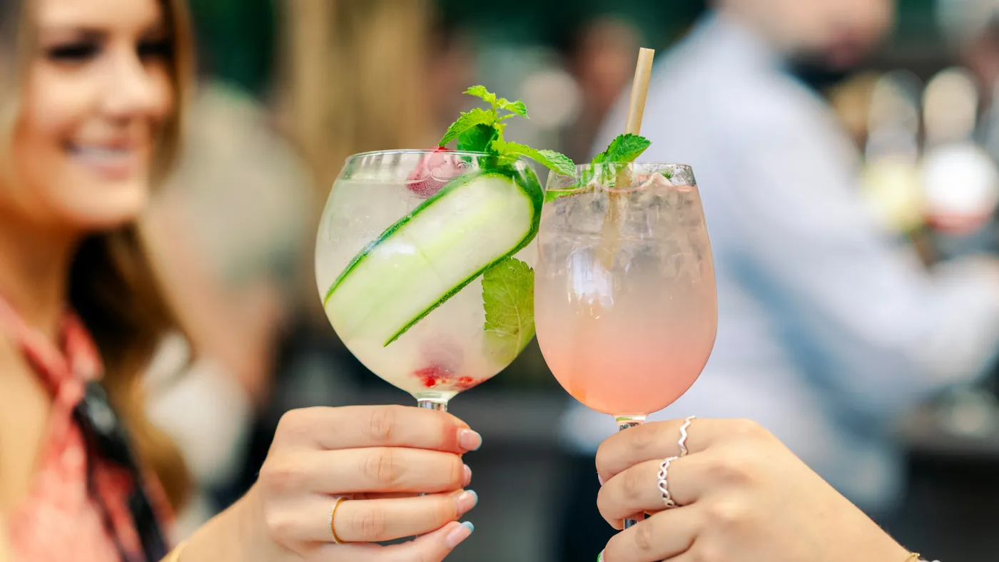 A pair of cocktails