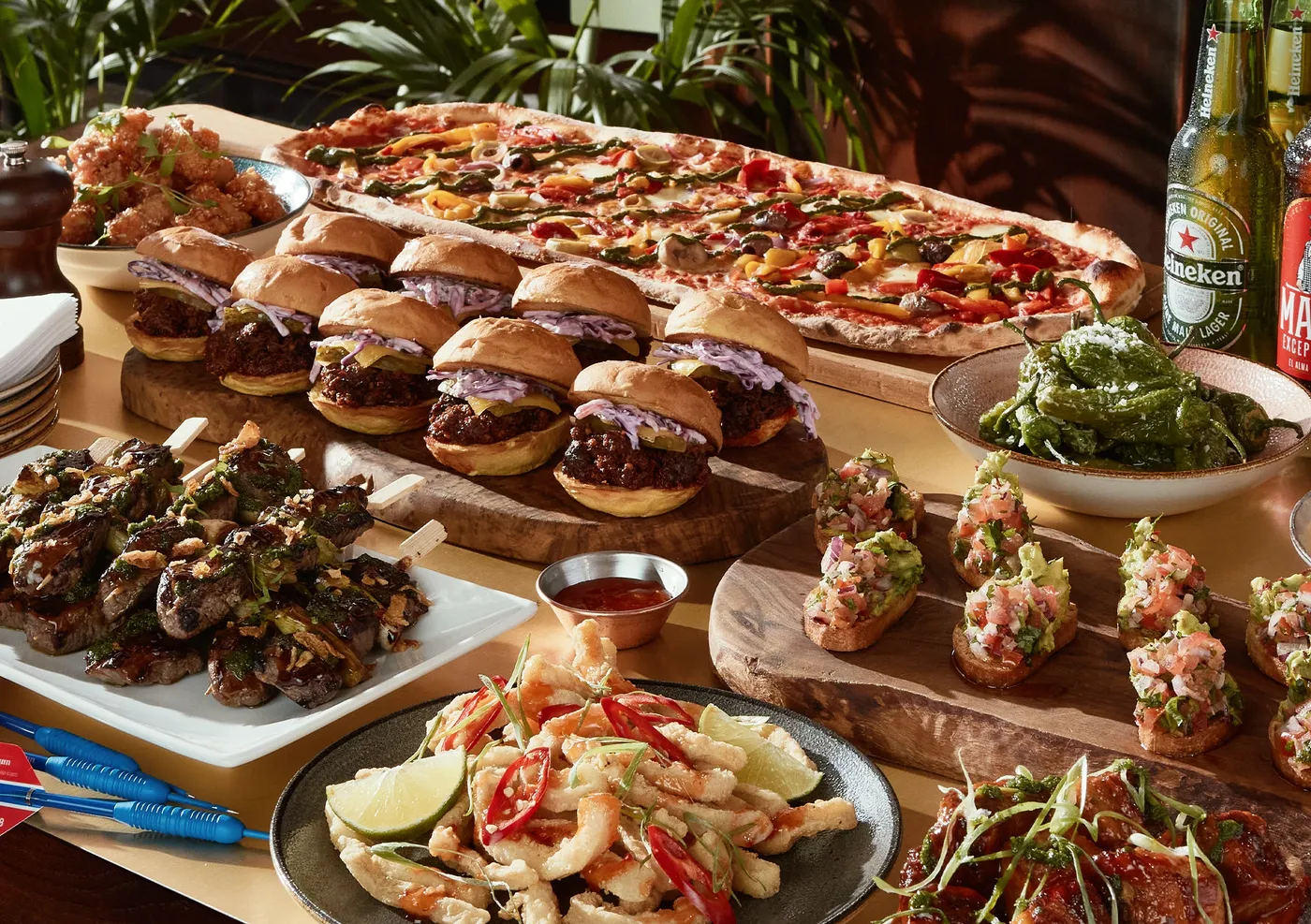 food and drink platter with a variety of sharing plates for events